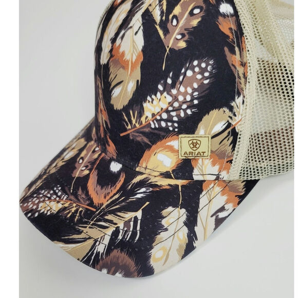 Ariat Feather Print Ball Cap, One Size Fits Most - Picture 2 of 10
